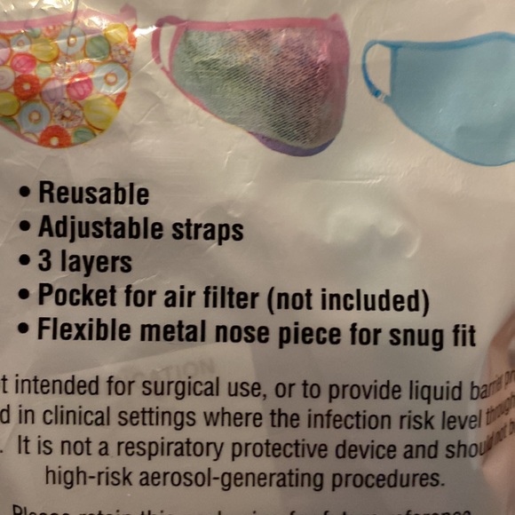 💖💛💙NWT iScream 5 - 3 Layer Face Masks w/Pocket for Filter & Metal Nose Piece - Picture 7 of 9